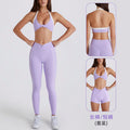 Contrast color bra tops long sleeves short sleeves pants shorts skirts pleated skirts zipper outwear yoga clothes six-piece suit