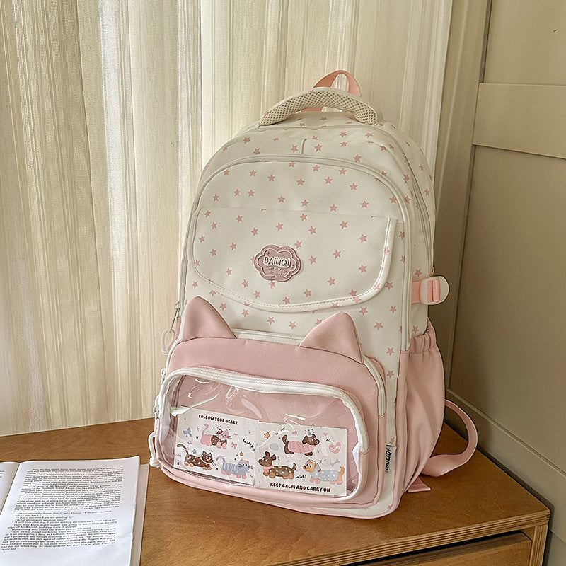 Summer cartoon print cat lightweight tote bag 2025 new fashionable and cute backpack for elementary school students