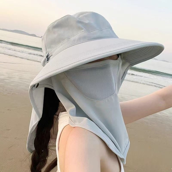 Spring and summer hat women's sun protection mask full face protection rear neck sun hat UV protection bucket hat sun protection hat women