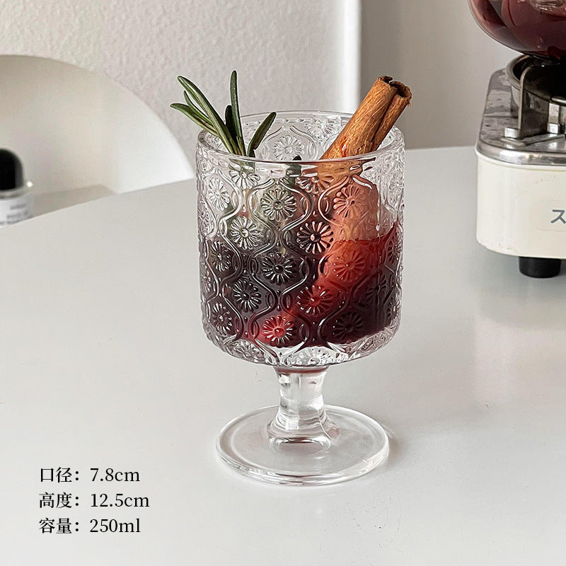 Sunflower tall glass cup - instagrammable, high-end style - new year's mulled wine glass, restaurant cocktail glass, gift cup