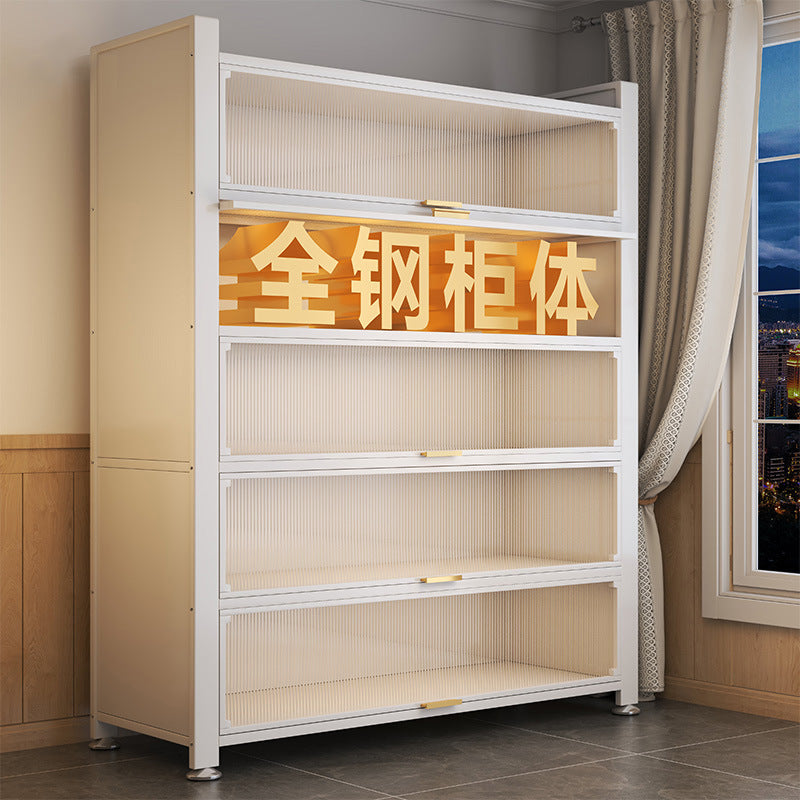 Steel bookcase with door Children's bookshelf Dust-proof locker Household display cabinet Bedroom floor rack Storage cabinet