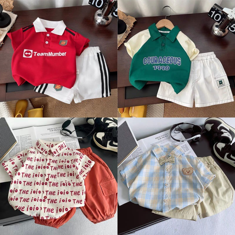 summer new arrival: boys' casual short-sleeve two-piece set - trendy kids' clothing wholesale