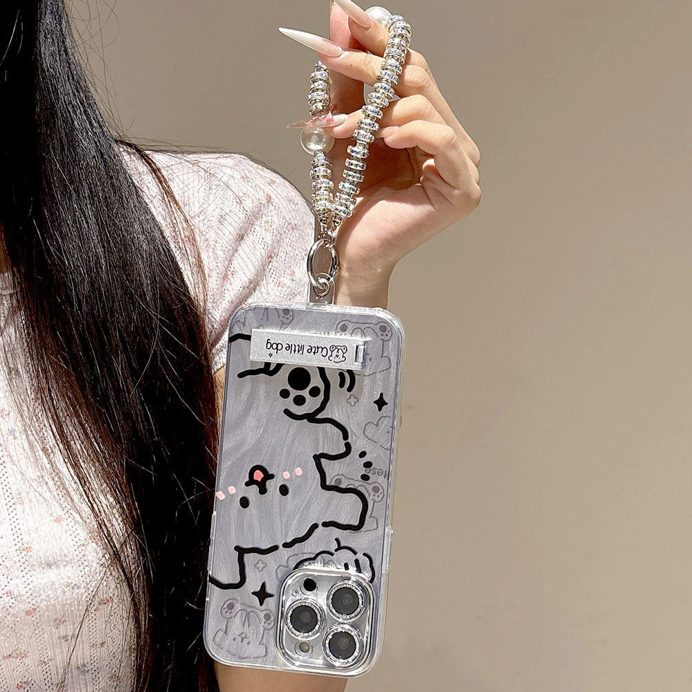 Sketch line dog design new year phone case for apple 17 pro max, cute cartoon iphone 16 protective cover, iphone 15 compatible