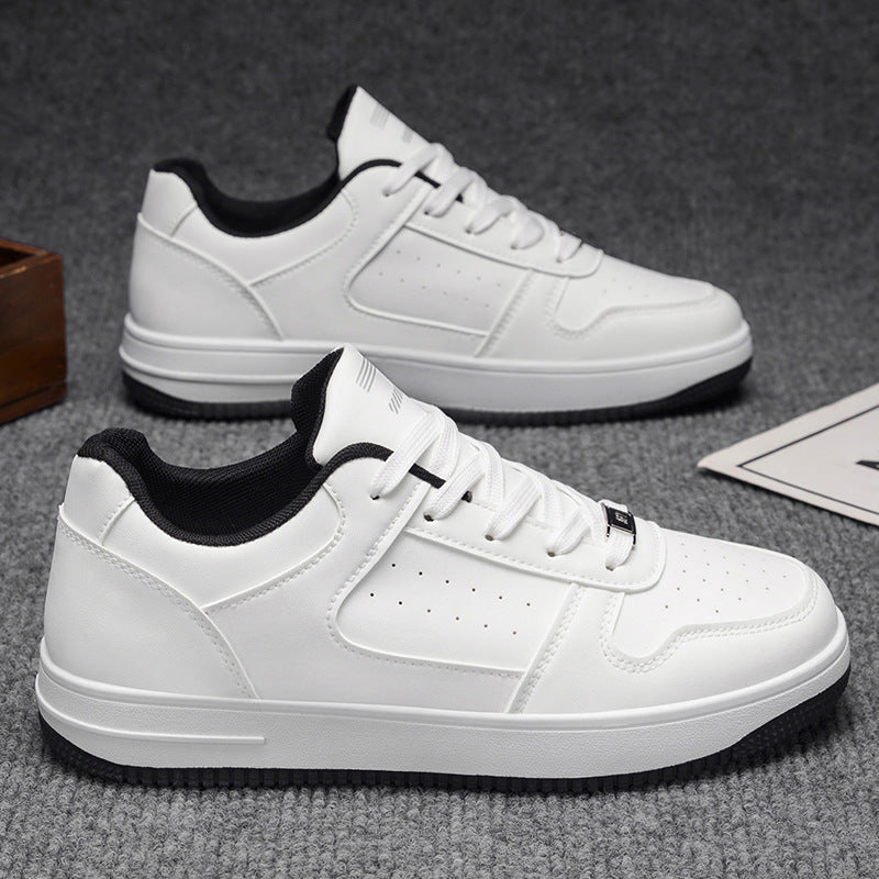 Men's spring new arrivals: breathable white sneakers, trendy and versatile thick-soled athletic casual low-top skate shoes for students
