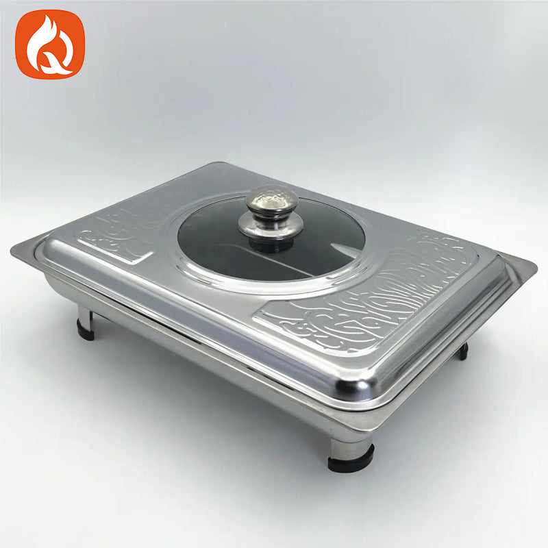 new printing stainless steel combination cover four-legged dining stove restaurant hotel square straight edge buffet stove wholesale