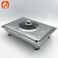 new printing stainless steel combination cover four-legged dining stove restaurant hotel square straight edge buffet stove wholesale