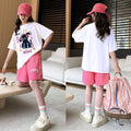 Summer  new girls' cartoon casual short-sleeve student t-shirt, loose-fit girl's outfit, hong kong style top