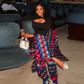 Fashion style cross-border street women's clothing elegant color matching hem waist bag hip skirt round neck cut outclassy long dress