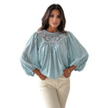 Aliexpress new arrival: round neck long sleeve ruffle collar pleated top blouse