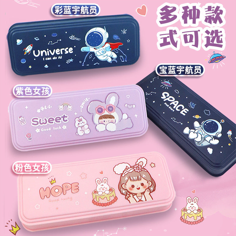Primary school students stationery box wholesale children cartoon girl cute astronaut pencil case large capacity multi-functional pencil case