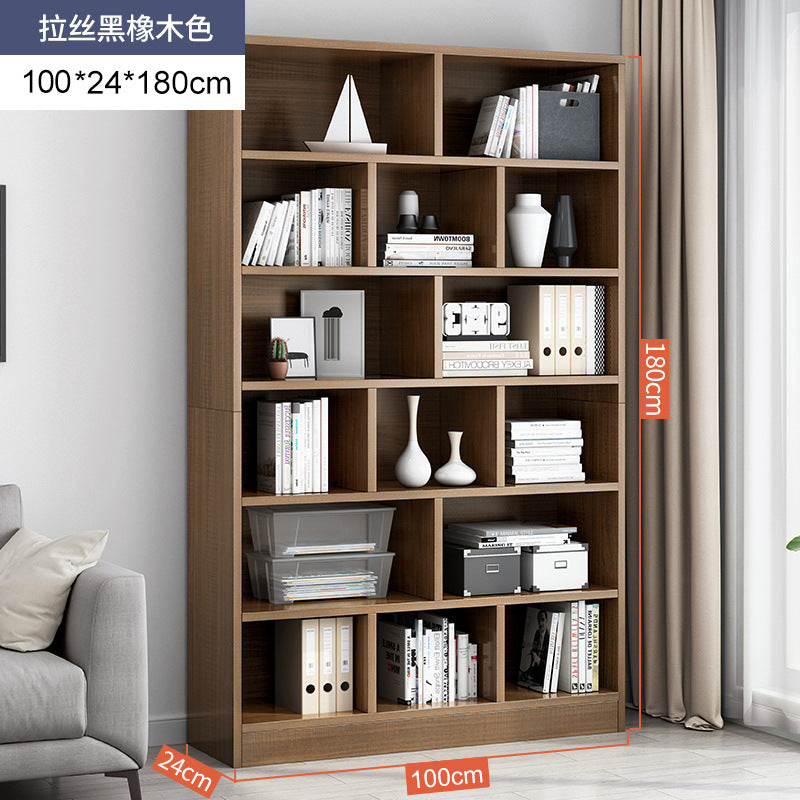 Simple bookshelf floor-to-ceiling against the wall, living room shelf layered storage rack, storage cabinet integrated, simple household bookcase