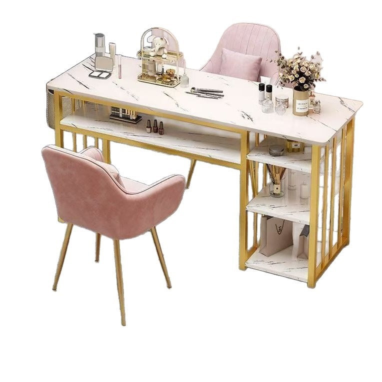 Influencer-approved nail table set: professional nail salon furniture, new light luxury double nail table with solid wood base