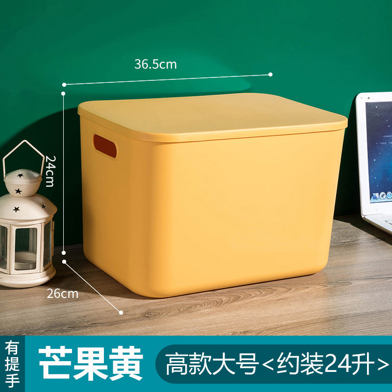 Household contrasting color storage box, wardrobe clothes sorting box with lid, large storage basket, sundries storage box, plastic.