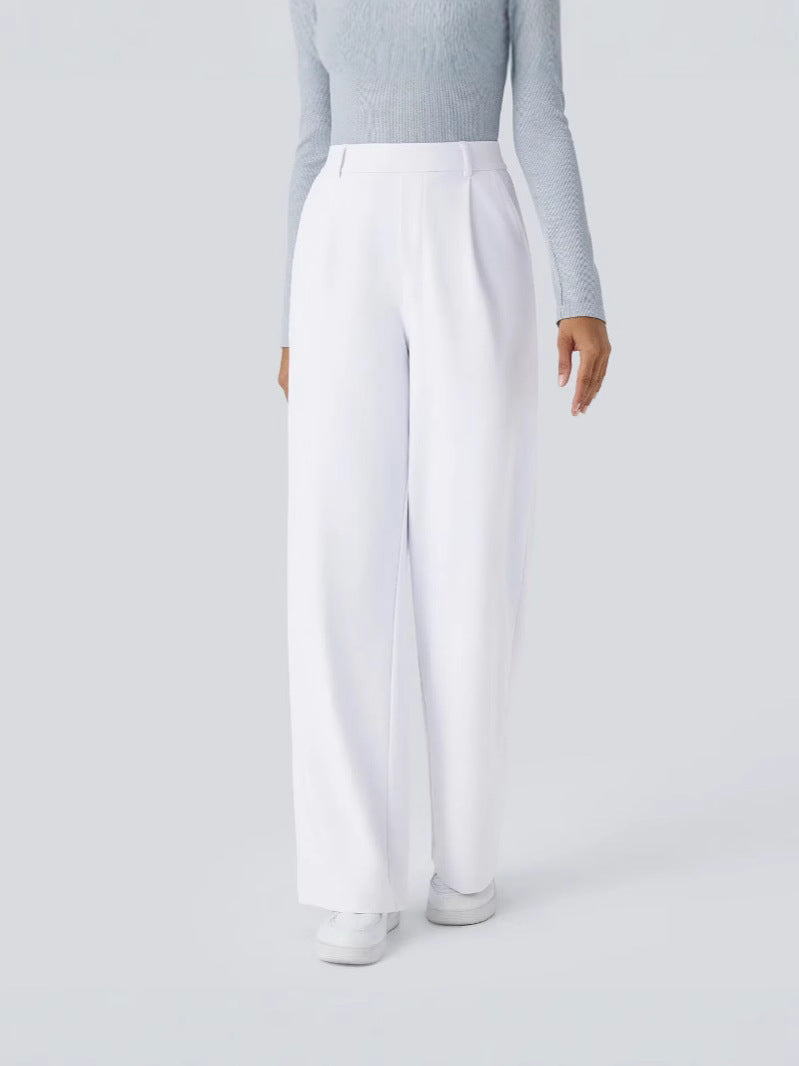 Amazon 2025 autumn new women's cross-border fashion casual solid color pocket loose fit suit pants - versatile and stylish