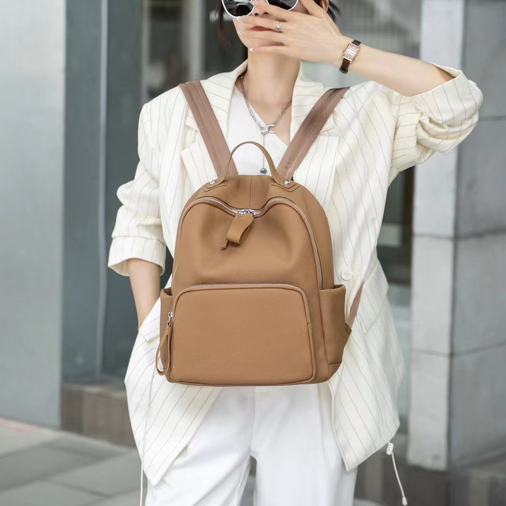 Togo first-layer cowhide backpack women's large-capacity backpack isn style school bag travel backpack computer bag for women