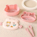 Baby outing food bowl kids portable lunch box plastic bowl spoon meal box set drop-proof with lid lunch box microwaveable