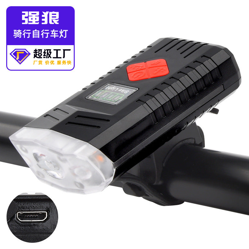 Bicycle horn headlight charging alarm cycling equipment waterproof lighting flashlight mountain bike headlight wholesale