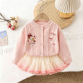 Girls' fall/winter outfit: new knitted cardigan and princess tutu skirt set for little girls - stylish two-piece set with mesh overlay