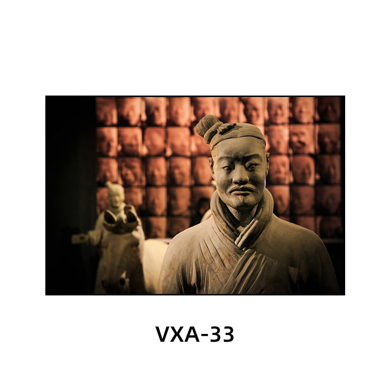 陕西装饰画西安长安古城风景建筑面馆挂画美食餐厅饭店包厢壁画