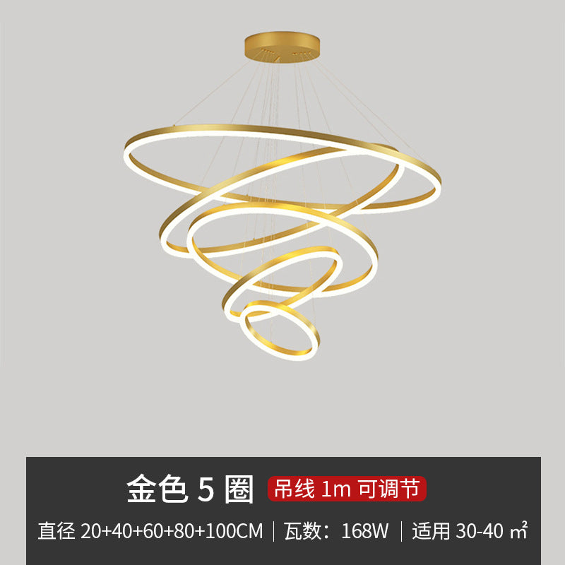 Living room chandelier modern simple lighting Internet celebrity light luxury Nordic lighting creative ring bedroom bar restaurant led