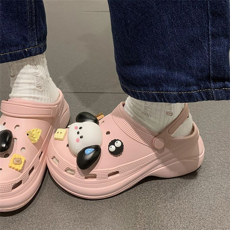 Crocs women's ins trendy summer thick sole high heels nurse baotou half drag cute outwear stepping on shit feeling beach sandals