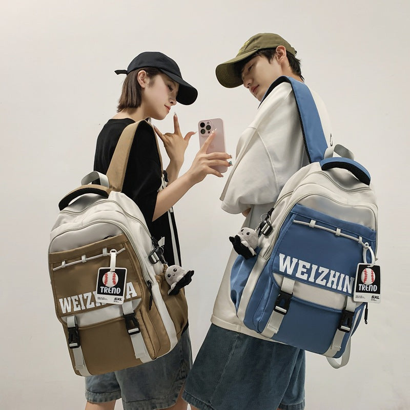 Cross-border new leisure junior and high school student schoolbags, men's and women's large-capacity strong and durable backpacks