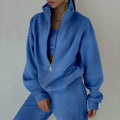 cross-border e-commerce european and american women's clothing: new summer collection - fashionable casual fleece-lined sporty zip-up hoodie set