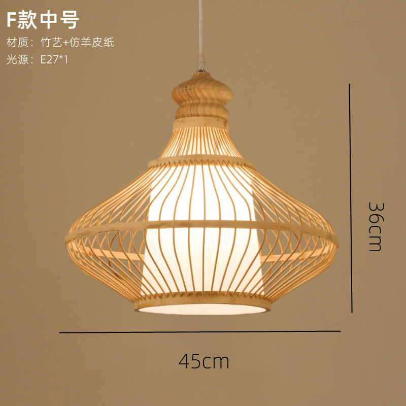 Woven Lantern Chandelier Chinese Hot Pot Restaurant Restaurant Bamboo Art Lighting Store Commercial Homestay Tea Room Japanese Lighting