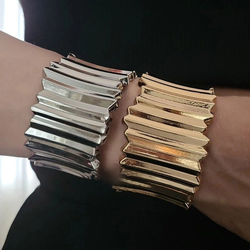 European and american cross-border e-commerce jewelry exaggerated irregular alloy bracelet stylish spring open bracelet women's wide face bracelet