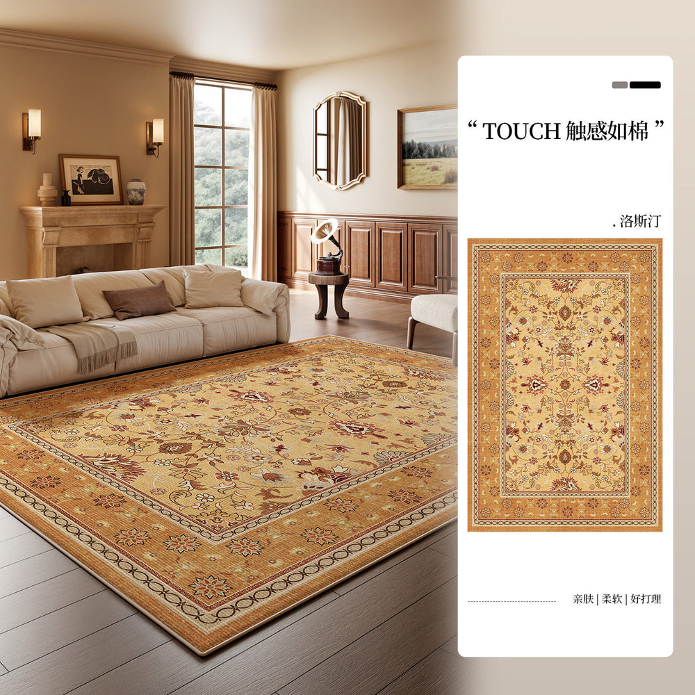 Carpet living room persian retro high-end no-wash and wipeable bedside bedroom carpet full large area black cross-border