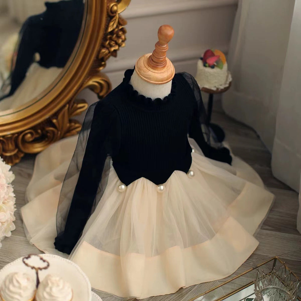 Girls' korean velvet sweater dress -  winter collection - one-piece fleece-lined, thickened, new princess christmas dress