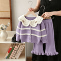 Girls' knit sweater set - new  collection: two-piece outfit with oversized collar and pants