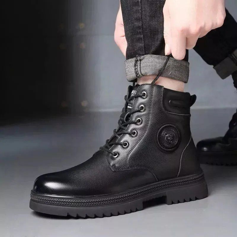 Winter cotton shoes for men, warm, fleece-lined, extra thick, casual high-top sneakers, men's non-slip shoes, wholesale and dropshipping available