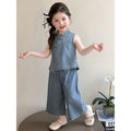 Korean style children's fashion wide-leg jeans: high-waisted, casual denim pants for toddlers and infants - trendy and stylish kids' clothing