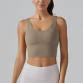 New arrivalnude yoga sports brasexy deep v beautiful back fixed all-in-one cup sports intimates fitness vest women