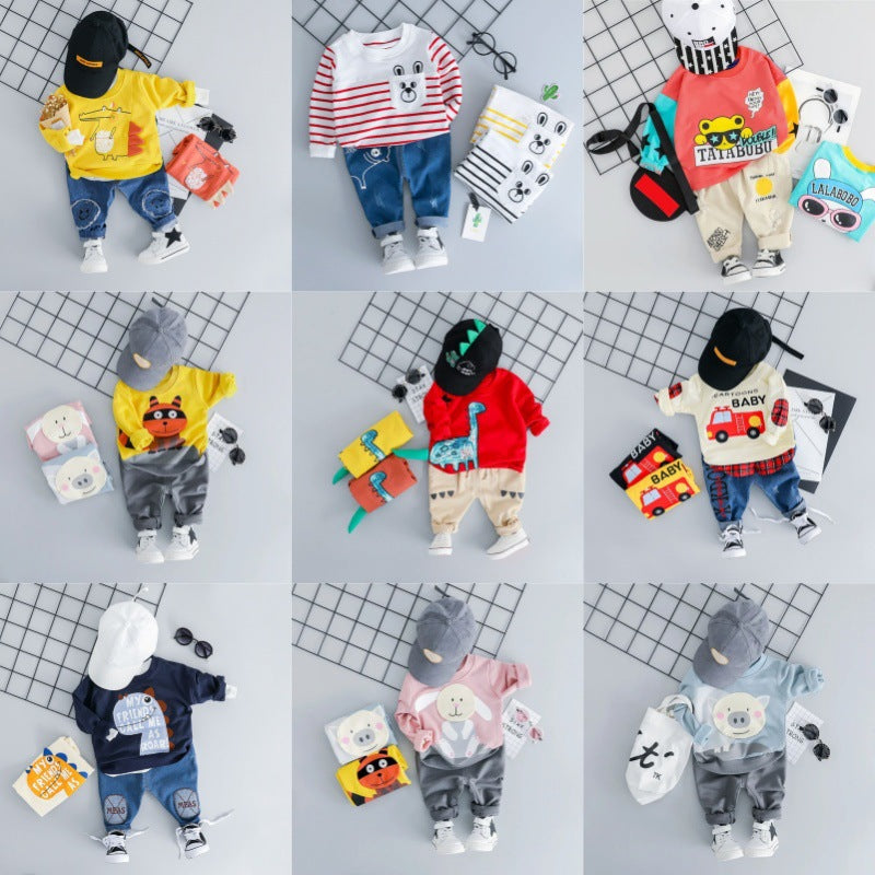 Boys' cool & casual  autumn/winter hoodie and sweatpants set - new korean style two-piece outfit for toddlers and young boys