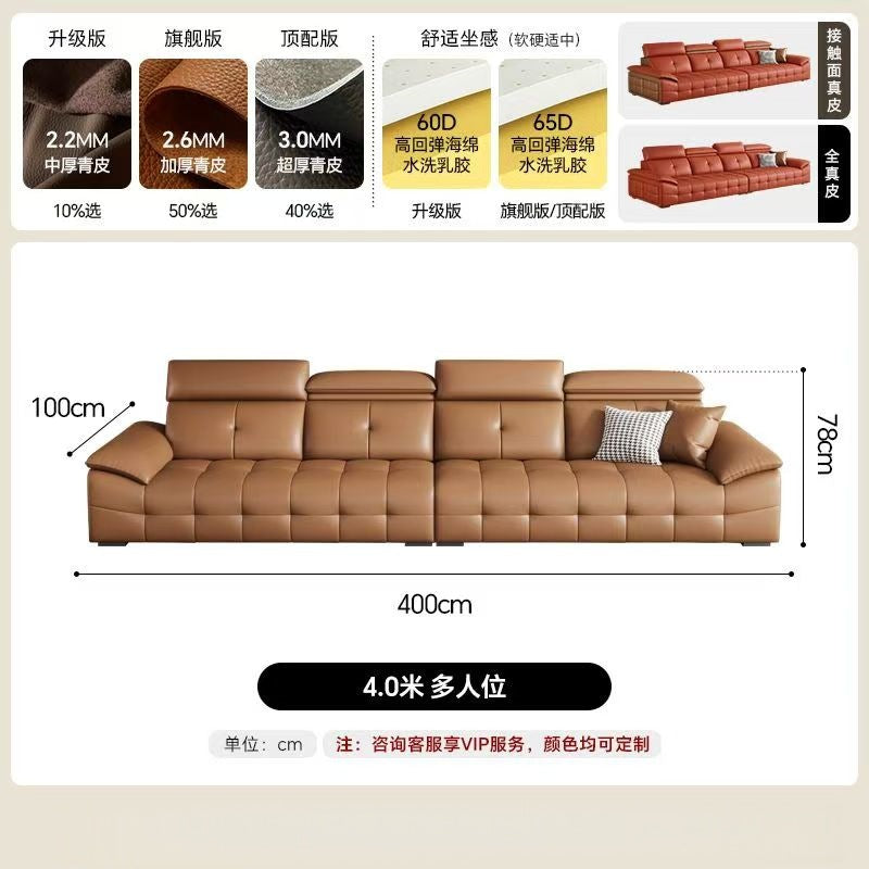 2025 new large apartment villa genuine leather sofa high back lawrence sofa italian light luxury genuine leather sofa