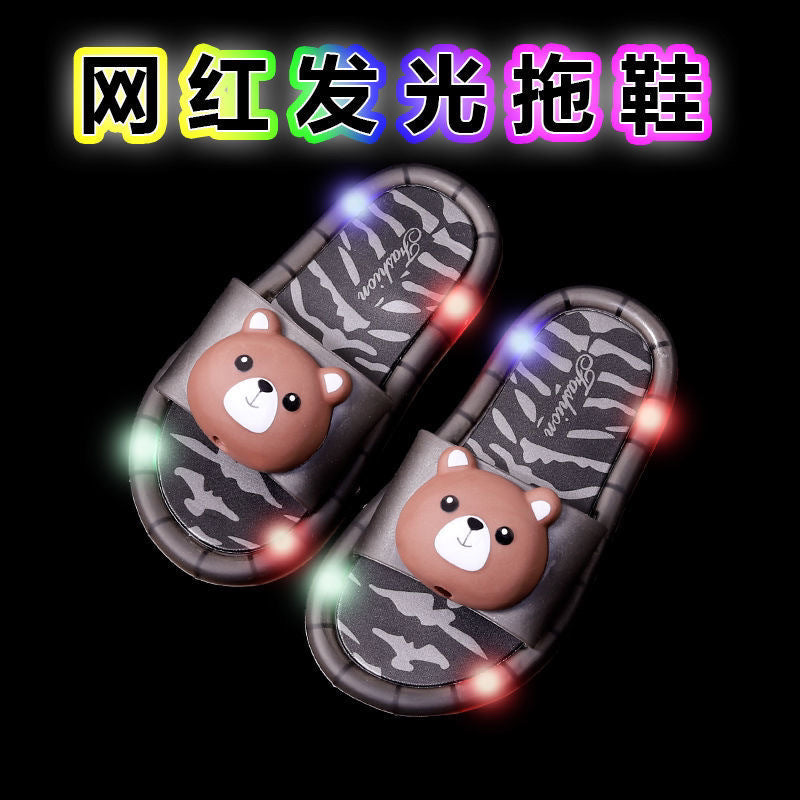 2024 kids' summer light-up slippers: trendy cartoon animal design for indoor/outdoor wear - perfect for toddlers and young children