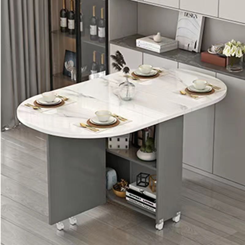 For homefoldable dining table small apartment movable wheeled rectangular ultra-thin multifunctional dining room dormitory dining table