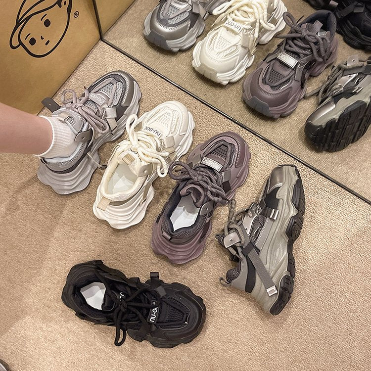 Mesh dad shoes women's thick soleplatform shoes 2026 spring & fall new arrivaleasiest for matchbest sellingpetitesheight-increasing dad shoes women
