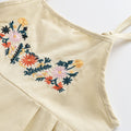 Baby girl cotton and linen overalls south asian ethnic style embroider flower loose cotton and linen overalls jumpsuit children's pants