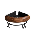 Walnut wood chinese style bathroom corner shelf - no drilling required - hand wash, toilet, and shower gel organizer