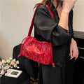 Thailand gentle woman drawstring bag women's 2026 new embossed letter shoulder bag trendy tote bag
