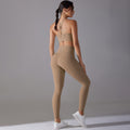 New arrival antibacterial wear-free underwear yoga suit beautiful back cross sports intimates fitness long yoga clothes two-piece set
