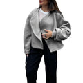 2025 winter european and american new style white woolen cardigan coat with fan-shaped open front design, thickened women's outerwear