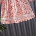 Princess dress for girls, baby summer pink floral dress, girls' dress with shell lace collar, elegant outing dress