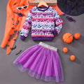 Children's long sleeves round neck sweatshirt + mesh skirt suit