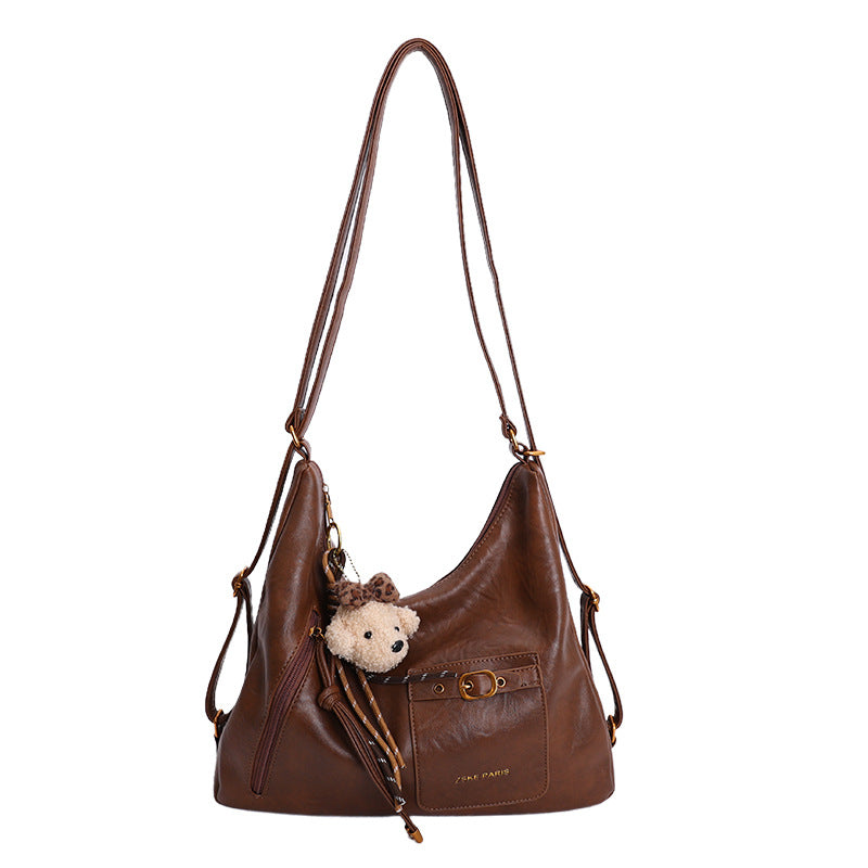 2025 retro multifunctional backpack women's bag new autumn and winter versatile crossbody bag large capacity commuter tote bag trendy