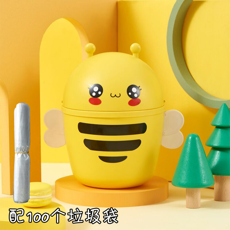 Broken shell chicken trash can small desktop swing lid paper basket bedroom bedside desk mini cute plastic storage bucket