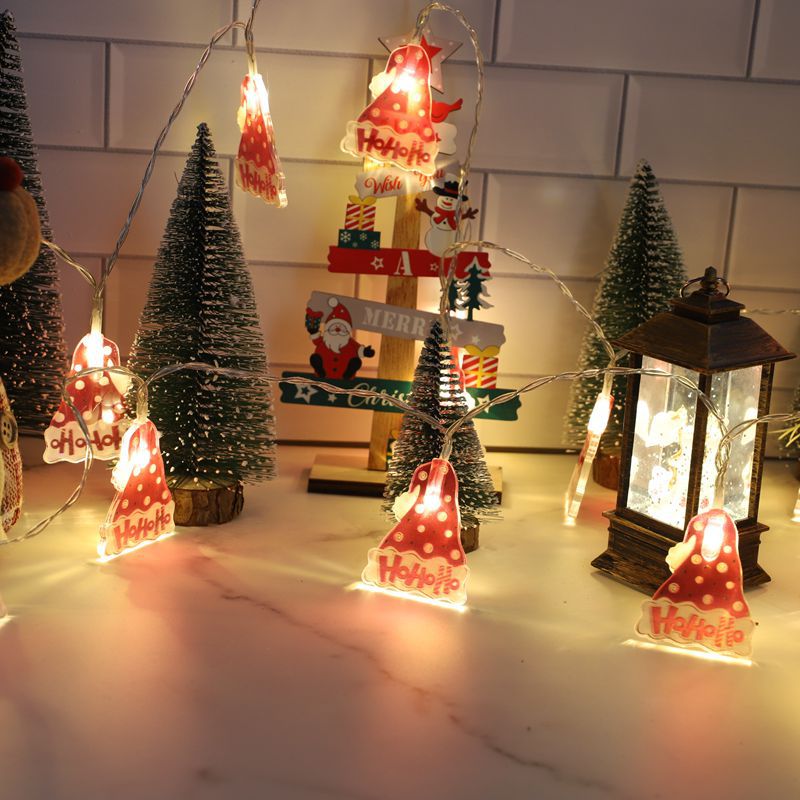 LED Santa Claus Head Light String Outdoor Waterproof Creative Snowman Light String LED Christmas Decoration Flash Light String